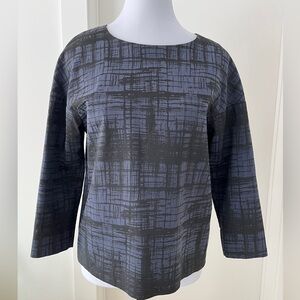 INWEAR Round Neck Top Up Down Zipper Back Abstract Minimalist Scandi Lagenlook